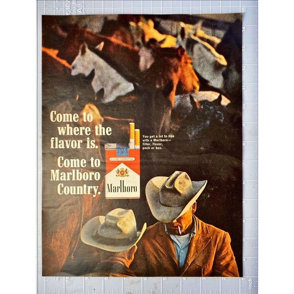 Marlboro Cigarettes "Come to where the action is-Marlboro Country" Print Ad 1965 - Picture 2 of 3